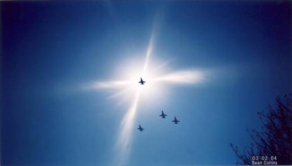 The Missing Man Formation flown for the Columbia astronauts, March 2, 2004.
